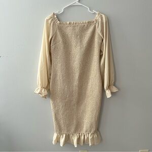 Baltic Born Cream Colored Smocked Long Sleeve Midi Dress NWT Size Large